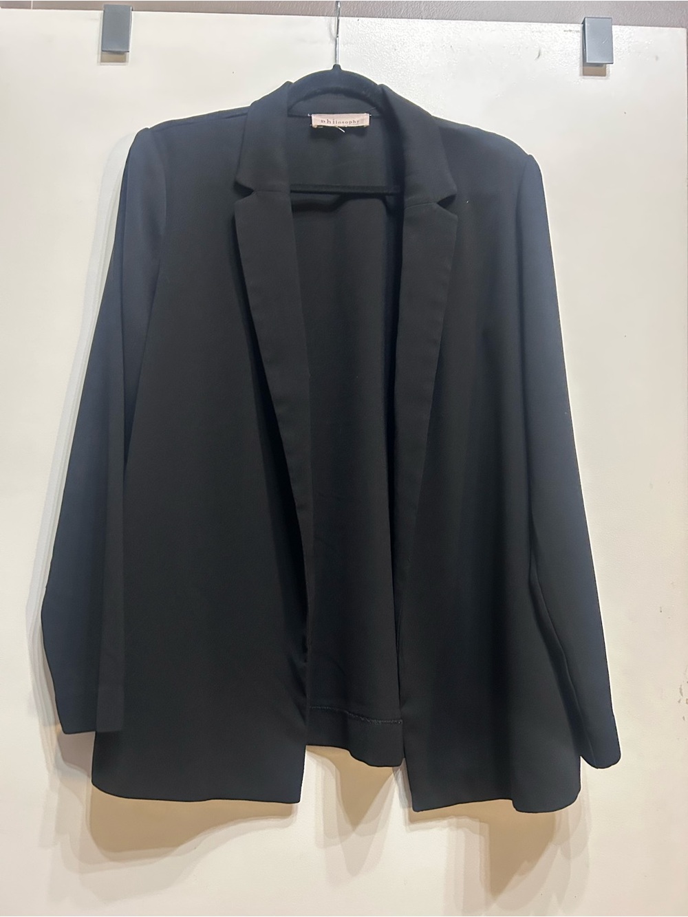 Philosophy Black Open-Front Draped Women's Blazer